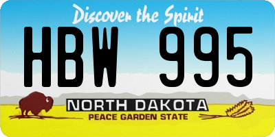 ND license plate HBW995