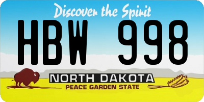 ND license plate HBW998