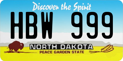 ND license plate HBW999