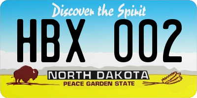 ND license plate HBX002