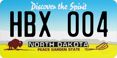 ND license plate HBX004