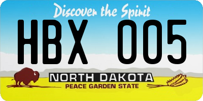 ND license plate HBX005