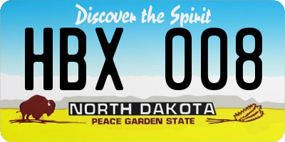 ND license plate HBX008