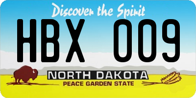 ND license plate HBX009