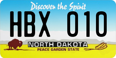 ND license plate HBX010