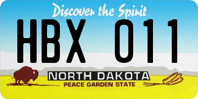 ND license plate HBX011