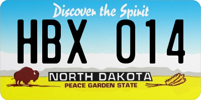 ND license plate HBX014