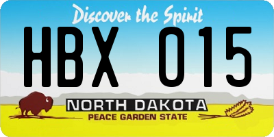 ND license plate HBX015