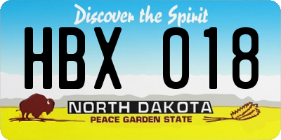 ND license plate HBX018