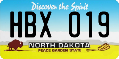 ND license plate HBX019