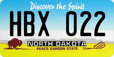 ND license plate HBX022