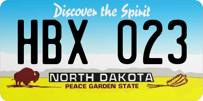 ND license plate HBX023