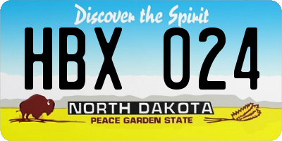 ND license plate HBX024