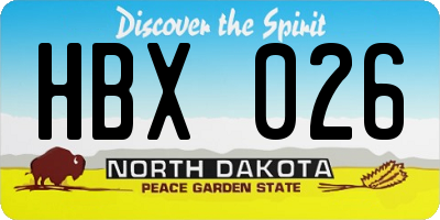 ND license plate HBX026