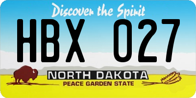 ND license plate HBX027