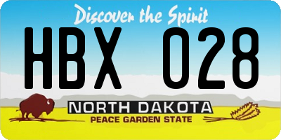 ND license plate HBX028