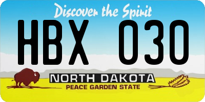 ND license plate HBX030