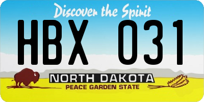 ND license plate HBX031