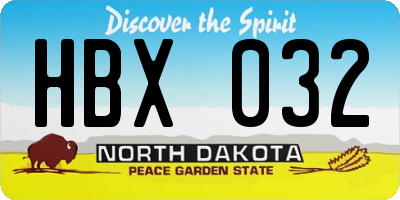 ND license plate HBX032