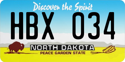 ND license plate HBX034