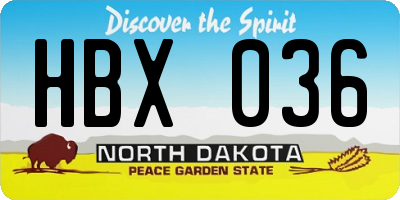 ND license plate HBX036