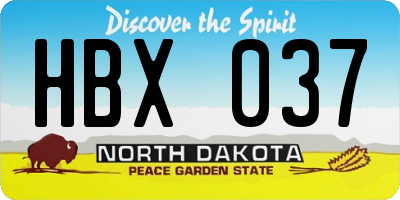 ND license plate HBX037