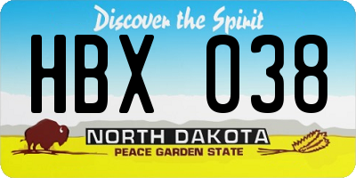 ND license plate HBX038