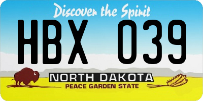 ND license plate HBX039