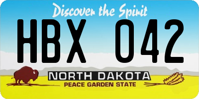 ND license plate HBX042