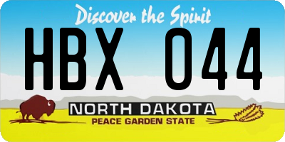 ND license plate HBX044