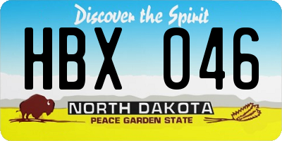 ND license plate HBX046