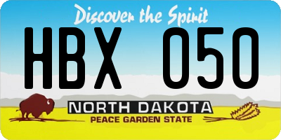 ND license plate HBX050