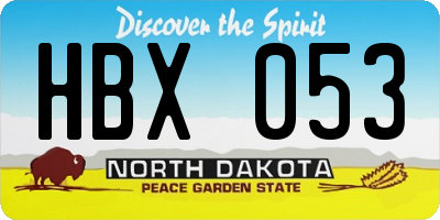 ND license plate HBX053