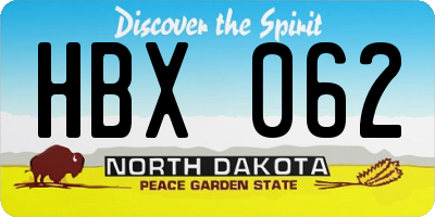 ND license plate HBX062