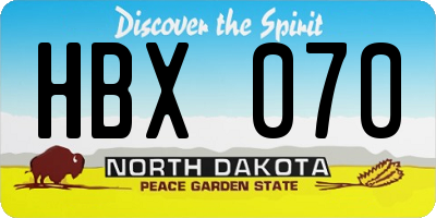 ND license plate HBX070