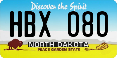 ND license plate HBX080