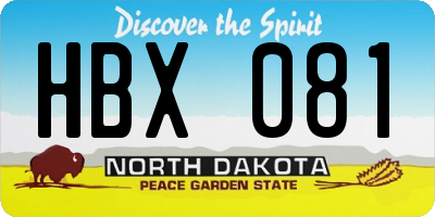 ND license plate HBX081