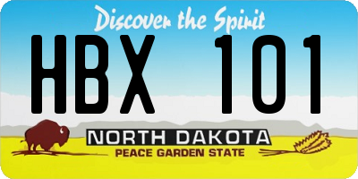 ND license plate HBX101