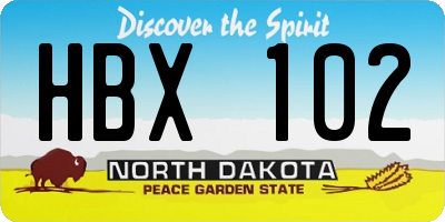 ND license plate HBX102