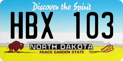 ND license plate HBX103