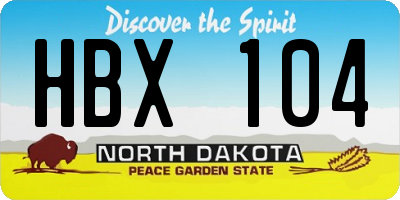 ND license plate HBX104