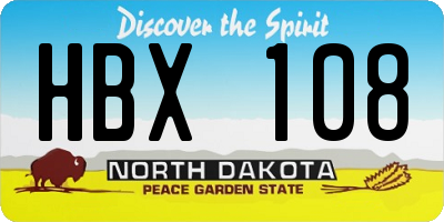 ND license plate HBX108