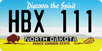 ND license plate HBX111