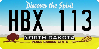 ND license plate HBX113