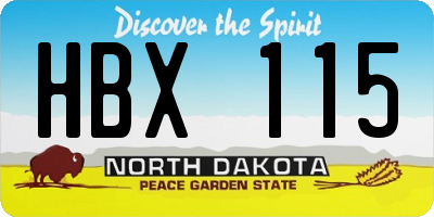 ND license plate HBX115