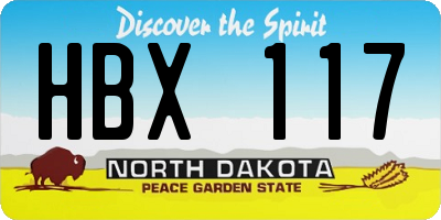 ND license plate HBX117