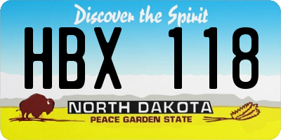 ND license plate HBX118