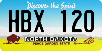 ND license plate HBX120