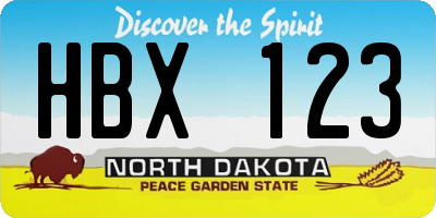 ND license plate HBX123