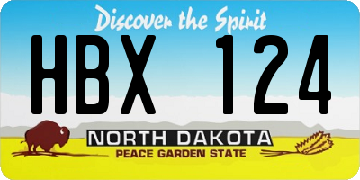 ND license plate HBX124